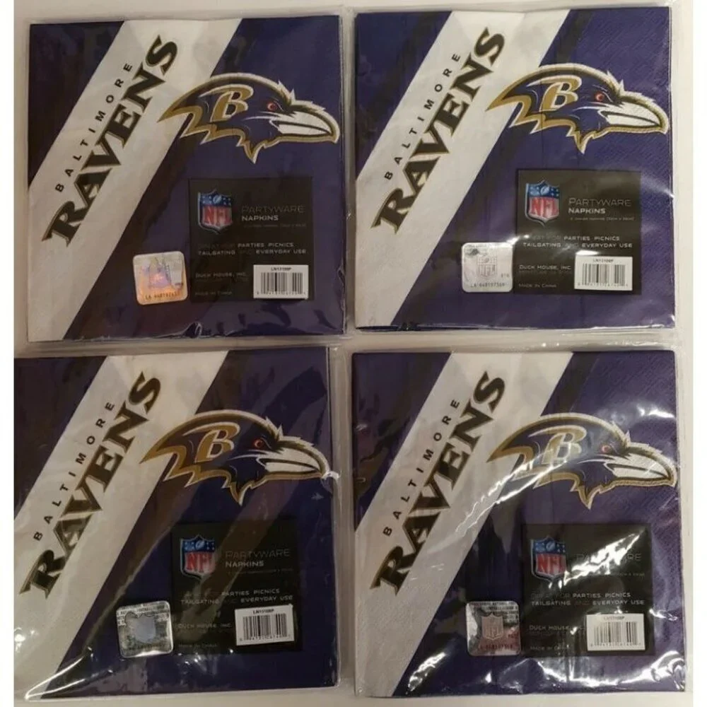 NFL Baltimore Ravens Napkin Packs Lot of 4 Sports Parties Tailgates Man Caves